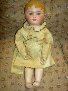 Original STAMPED: Martha Chase oil painted cloth 16" child doll in antique dress - Picture 1 of 24
