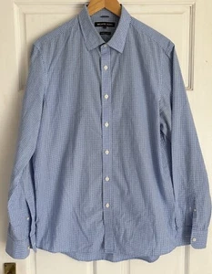 MICHAEL KORS Shirt Mens Medium Blue Gingham Check MK Casual Smart Long Sleeve - Picture 1 of 11