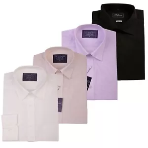 Long Sleeve Formal Shirt Work Office Plain Business Wedding Smart Top Mens New - Picture 1 of 13