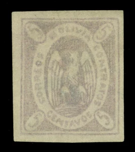 BOLIVIA 1868 CONDOR 5c pale violet Scott # 3 unused VF aspect - Picture 1 of 2