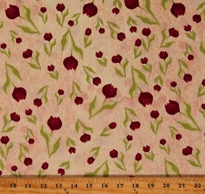 Cotton Tulip Toss Flowers Floral Plants Yellow Fabric Print by Yard D143.25 - Picture 1 of 1