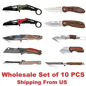 Wholesale Set of 10 New Pocket Knives Folding Knife Camping Hunting EDC Knives - Picture 1 of 3