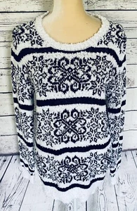 Faded Glory Women’s Medium Sweater Heavyweight Knit Black White U Neck Soft  - Picture 1 of 8
