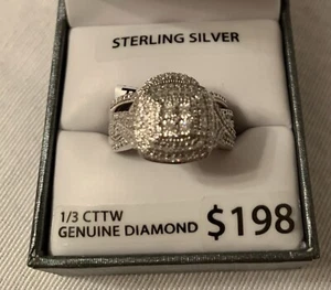 sterling silver 1/3 cttw genuine diamond ring womens size 7 - Picture 1 of 5