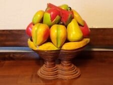 Vintage MCM Wooden Hand Carved Pedestal Fruit Bowl