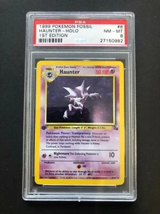 Fossil Haunter 1999 primera edición Holo PSA 8 como nuevo #6/62 raro primer Pokémon de colección - Imagen 1 de 2