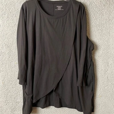 Motherhood Maternity Top Tee TShirt Womens  2XL  Black Nursing Open Front - Image 1 of 4