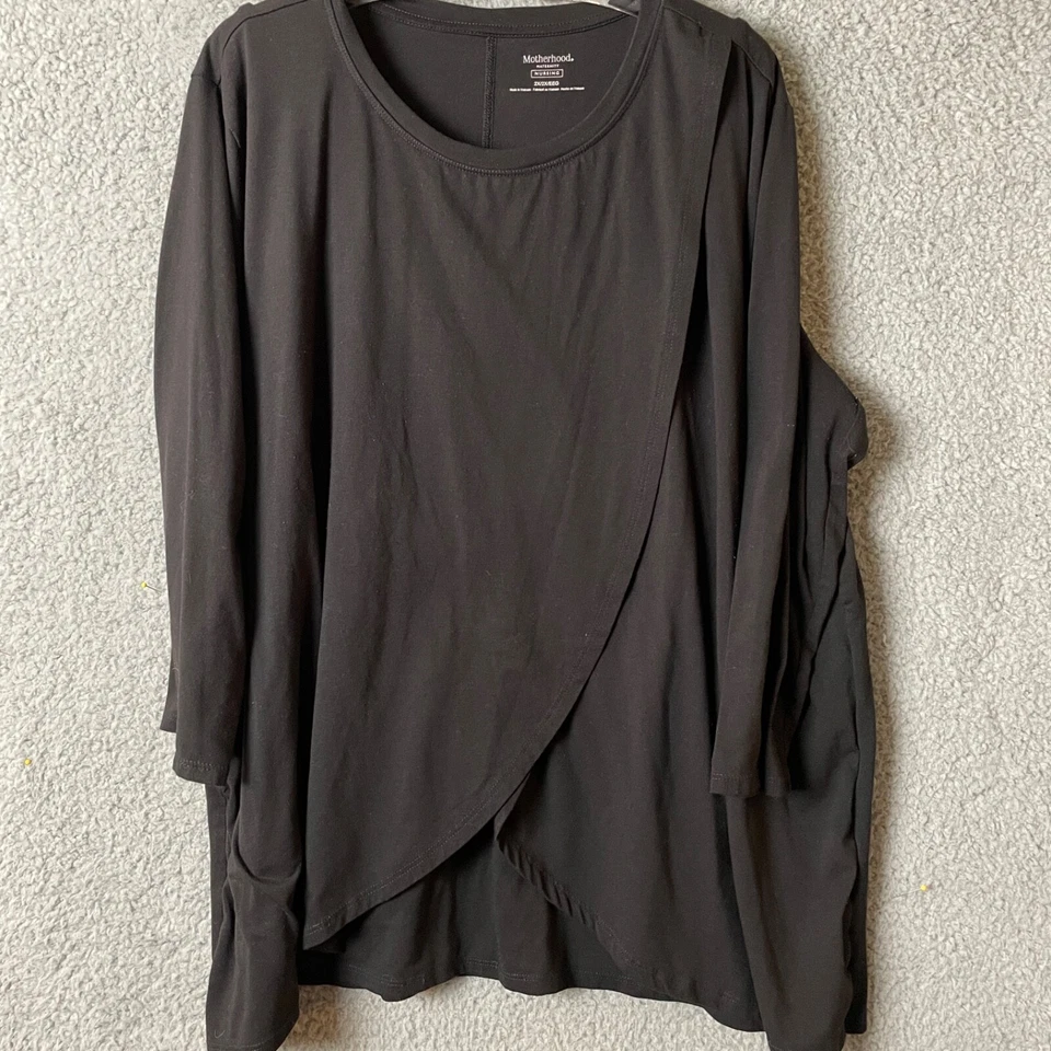 Motherhood Maternity Top Tee TShirt Womens  2XL  Black Nursing Open Front - Image 1 of 4