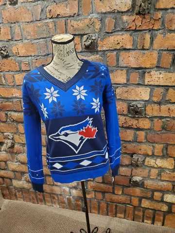 MLB Toronto Blue Jays Women's V-Neck Sweater Defect NWT Size Medium Cover