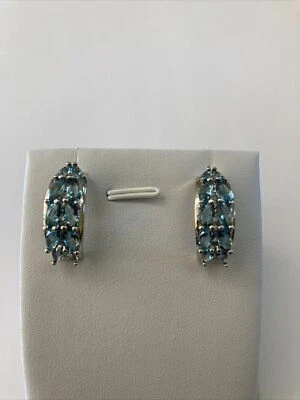 Blue Topaz Half Hoop Earrings - Image 1 of 4