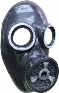 BLACK GAS MASK 7 LATEX FACE MASK SCARY HALLOWEEN HORROR - Picture 1 of 1