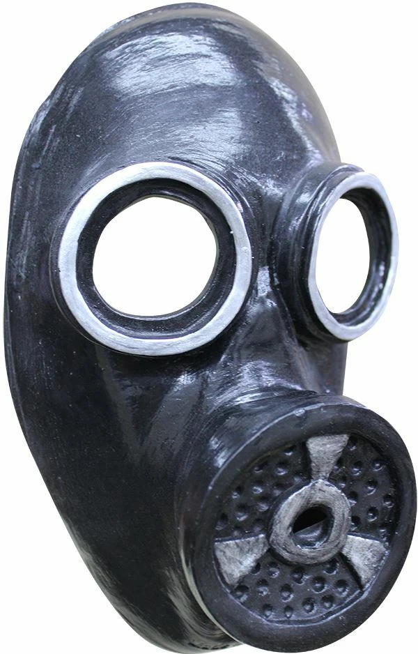 BLACK GAS MASK 7 LATEX FACE MASK SCARY HALLOWEEN HORROR - Image 1 of 1