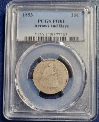 1853 Seated Liberty Quarter 25c PCGS PO1 POOR LOWBALL #82661 - Image 1 of 2