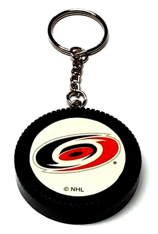 CAROLINA HURRICANES MINI PUCK KEYCHAIN 2" WIDE NEW NHL OFFICIALLY LICENSED Cover