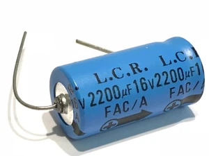 2200uF 16V LCR VINTAGE AXIAL ELECTROLYTIC AUDIO GRADE CAPACITOR fbb16~6 - Picture 1 of 1