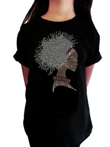 Girls Rhinestone T-Shirt " Afro Dreds Locks Girl " in All Sizes - Picture 1 of 2