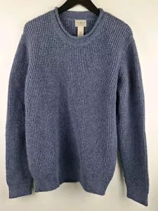 L.L. Suéter Cuello Redondo Frijol Para Hombre Azul L Algodón Orgánico Waffle 509337 Nuevo Con Etiquetas - Imagen 1 de 8