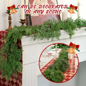 6Ft Christmas Garland Artificial Cedar Garland Real Touch Pine Garland for Home - Picture 1 of 14
