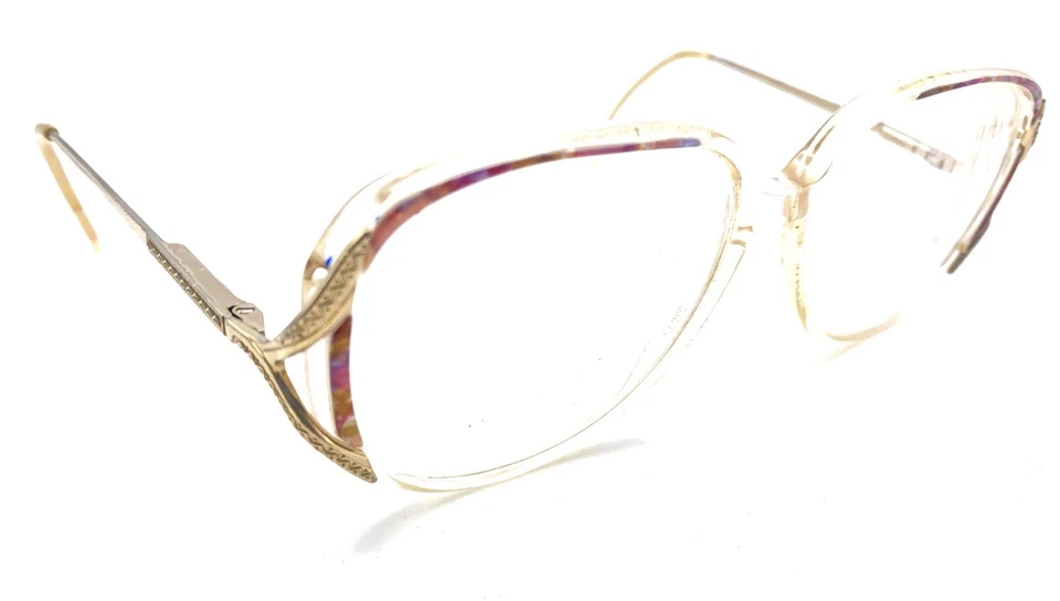 Safilo Elasta 5653 V28 Vintage Clear Gold Square Eyeglasses Frames 130 Retro - Image 1 of 4