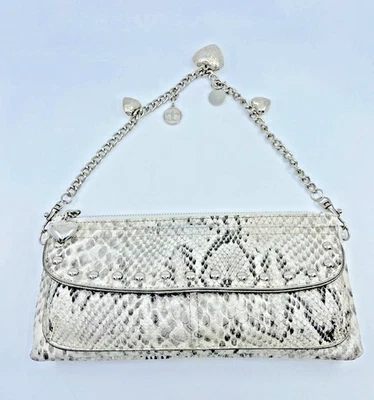 Bolso sin asas KATHY VAN ZEELAND imitación serpiente con correa ornamentada NUEVO gris plateado Foto 1 de 4