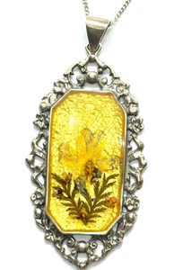 Großer Vintage 1997 DSW David Scott Walker St Silber Pressed Flowers Anhänger 22gr - Bild 1 von 11