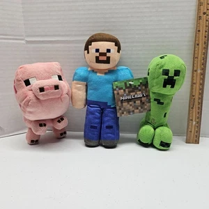 MINECRAFT PELUCHE LOTTO di 3 - Steve Creeper Pig - Piccoli Peluche - Foto 1 di 8