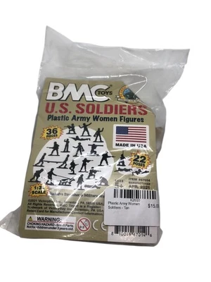 Bonecos soldados militares femininos bronzeados do exército de plástico BMC Toys feitos nos EUA  - Imagem 1 de 4