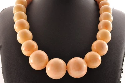 Vintage Angel skin coral  Necklace (17.3in 887ct) 925 silver clasp, Certificate. - Image 1 of 4
