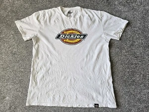 Dickies White Men's T-Shirt M Medium, Well-worn, Tatty Logo - Picture 1 of 8