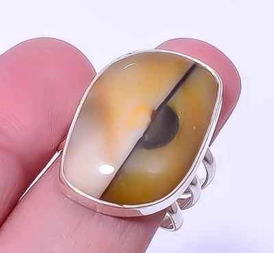 Mookaite - Australia Yellow 925 Sterling Silver Jewelry Ring s.9 T78 A328 - Image 1 of 4