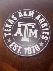 Texas A&M Aggies Bottle Cap Wall Sign FOCO NCAA Almost 14” In Diameter. - Picture 1 of 4