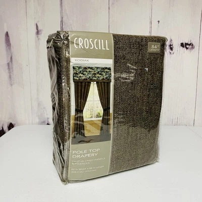 Painéis forrados de cortina superior poste Croscill Kodiak amarrar 84" comprimento - Imagem 1 de 4