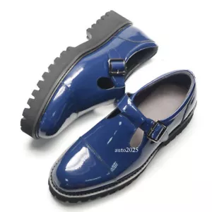 New Mens High-end Handmade Genuine Patent Leather Big Toe Shoes Outdoor Sandals - Picture 1 of 25