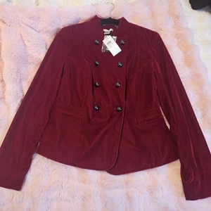 Cache Luxury Stand Collar Double-Breasted Velvet Jacket Size 6 NWT $168 Retail - Picture 1 of 3