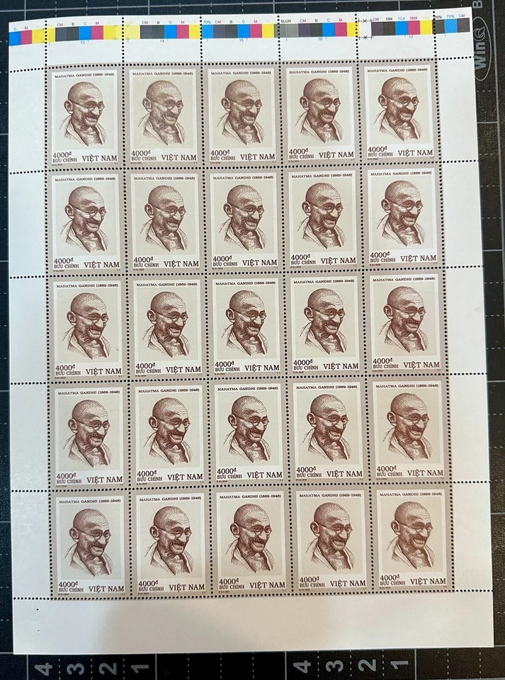 Estampilla Vietnam 2019 150 aniversario del nacimiento de Gandhi VN #1115 como nueva hoja completa Foto 1 de 1