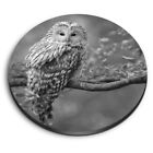 Round MDF Magnets - BW - Autumn Owl Bird #42080