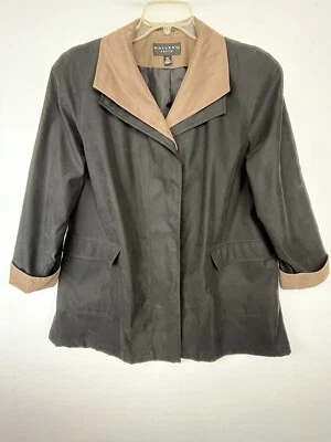 Abrigo de microfibra negro y tostado usado en excelente estado Gallery para mujer talla pequeña PX Foto 1 de 4