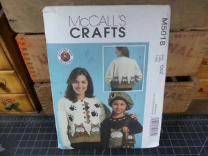 McCalls Sweatshirt Applique Cat Kitten Purse & Hat Pattern M5018 Uncut - Picture 1 of 2
