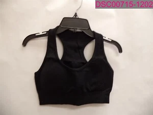 Women's Solid Black Sport Bra with Removable Pads Size Small - Picture 1 of 2
