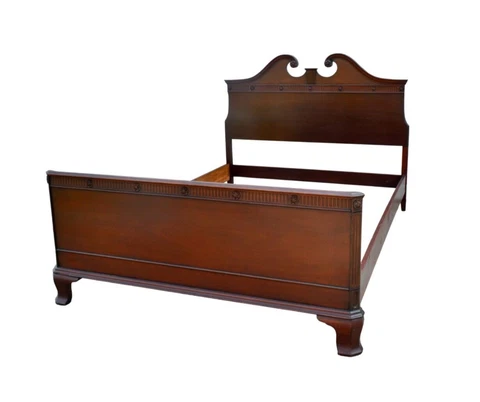 Vintage Solid Mahogany Full Size Regency Style Bed Cover
