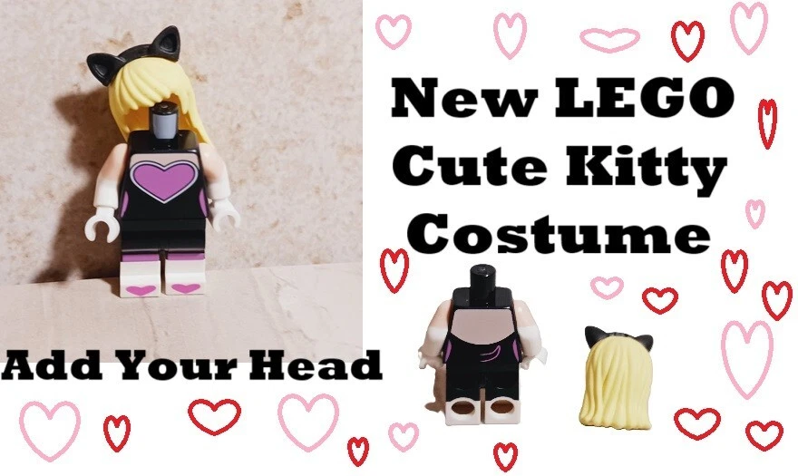 New LEGO Cat Costume Kitty Ears Hairband ADD YOUR HEAD Sexy Thang Black Cat Suit - Image 1 of 1