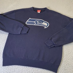 Maglione Seattle Seahawks uomo pullover medio girocollo blu navy grafica NFL - Foto 1 di 13