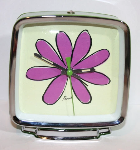 Womens Fossil  Purple Flower Desk Alarm Clock Vintage Retro Style Green  OS5585 Cover