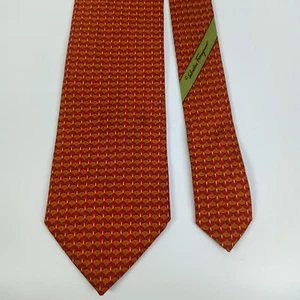 Corbata de Seda Salvatore Ferragamo Naranja Diseño Novedad Hecha en Italia - Imagen 1 de 12