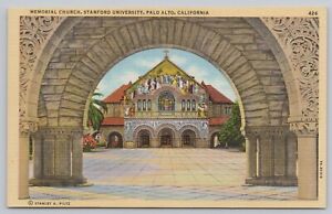 Postcard Memorial Church, Stanford University, Palo Alto California, 1930s