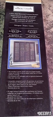 Allen + Roth 0033911 Persianas Coloniales de Tilo Real Caoba Nuevo en Caja Juego 31-33 X 24 Foto 1 de 4