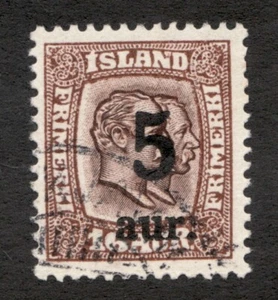1921-25 Iceland Sc# 131 - Christian IX & Frederick VIII - Used stamp Cv$30 - Picture 1 of 1