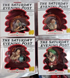The Saturday Evening Post 4 Old Time Santa Ornaments 1998 & 1999 in Box - Picture 1 of 6