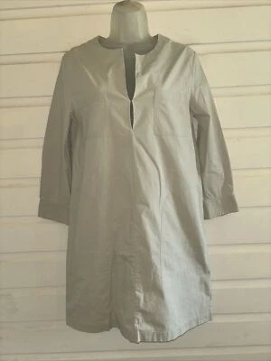 Theory Cotton Blend Juluta B-Light Poplin 3/4 Sleeve A-line Shift Dress Size 10 - Image 1 of 4