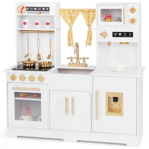 Pretend Play Kitchen for Kids w/ Coffee Maker Sink Faucet Stove Water Dispenser - Picture 1 of 11